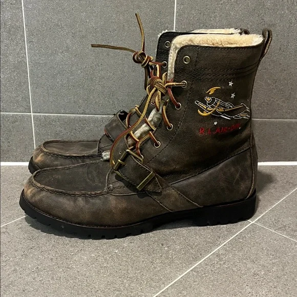 Polo Ralph Lauren Ranger Air Division Boots Faux Shearling Mens Size 12